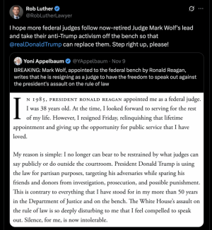 레이건 판사가 #저항을 이끌기 위해 사임